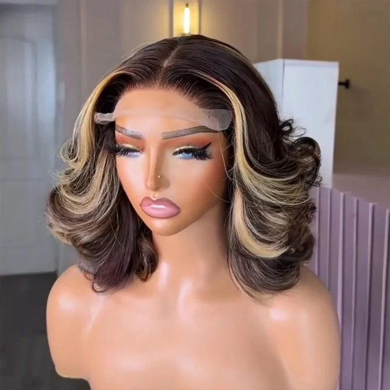 Hot Red Short Body Wave Lace Front Wigs 13x4 HD Bob Lace Wig Pre Plucked Glueless Synthetic Daily Wear Cosplay Heat Resistant
