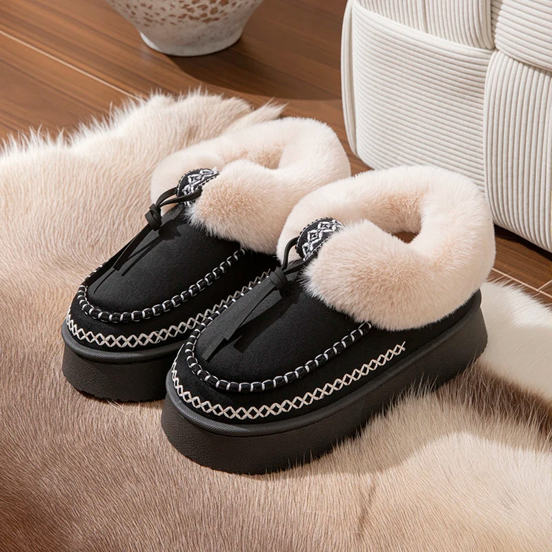 Winter Fluffy Women's Slippers Casual Plush Luxury Designer Woman Shoes Indoor Outdoor Platform Fuzzy Fur Slides Ankle Boot Soft