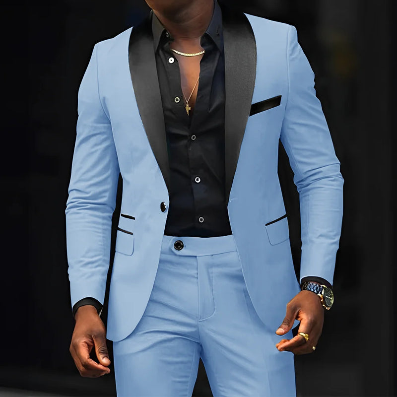 Men's slim-fit Suit 2-piece Wedding Groom Tuxedo Shawl | SAMAG