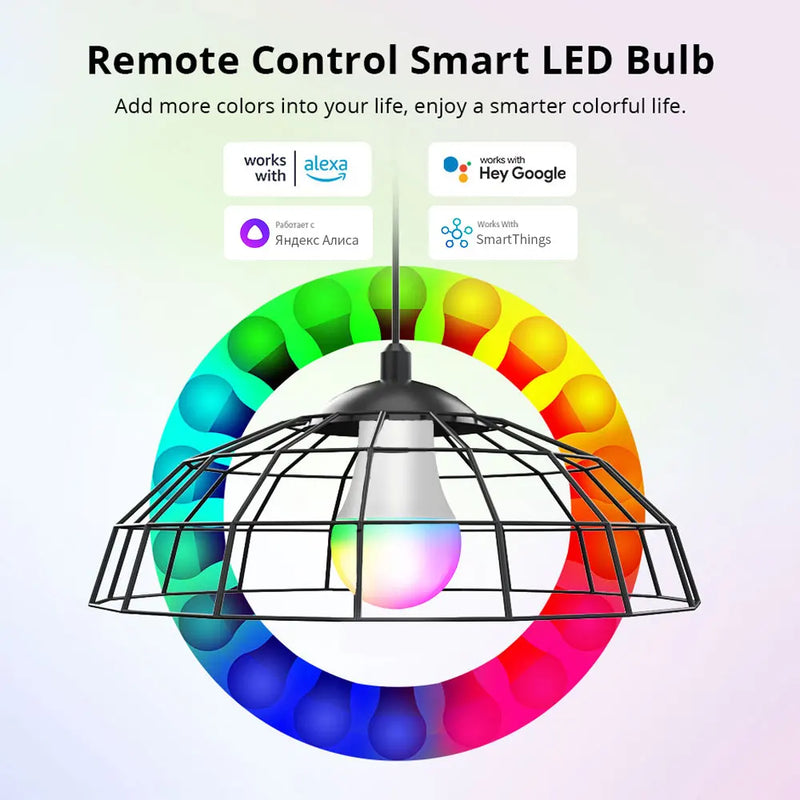 eWelink Smart Bulb E27 WiFi Dimmable DIY Lamp RGBCW LED Light 100-240V APP Control Support Alexa Google Home Alice Smartthings