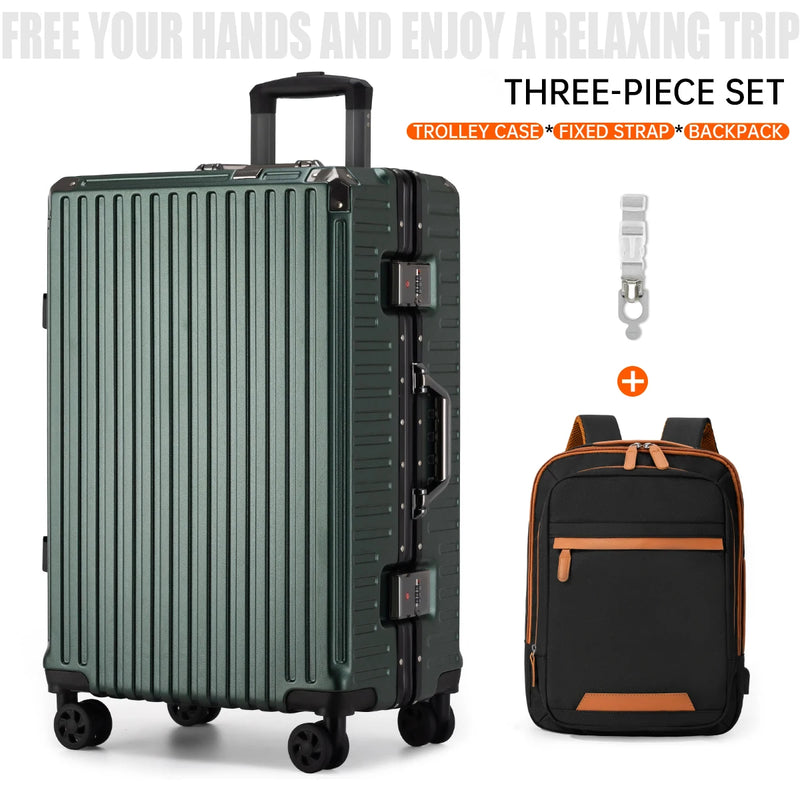 Trolley Luggage 20 24 26 28" Aluminum Frame Rolling Luggage Case USB Travel Suitcase on Wheels Combination Lock Carry on Luggage