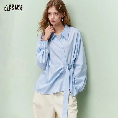 ELFSACK Gentle Elegant Heart Button Waist Asymmetrical | SAMAG