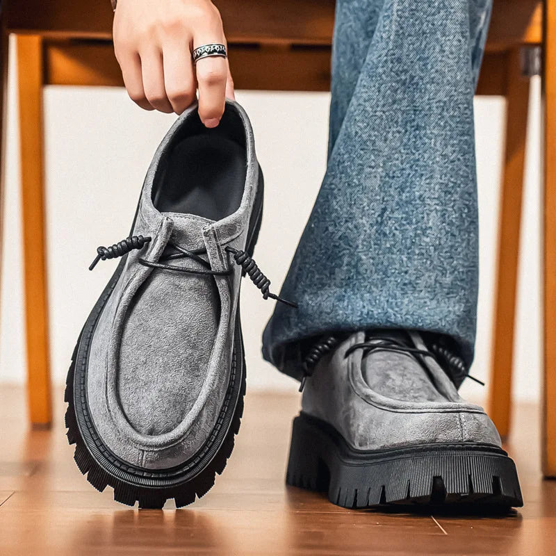 Men's Shoes New Style High-heel Thick-soled Loafers, Durable and Retro Casual Shoes, Everyday Street Trend Sneakers