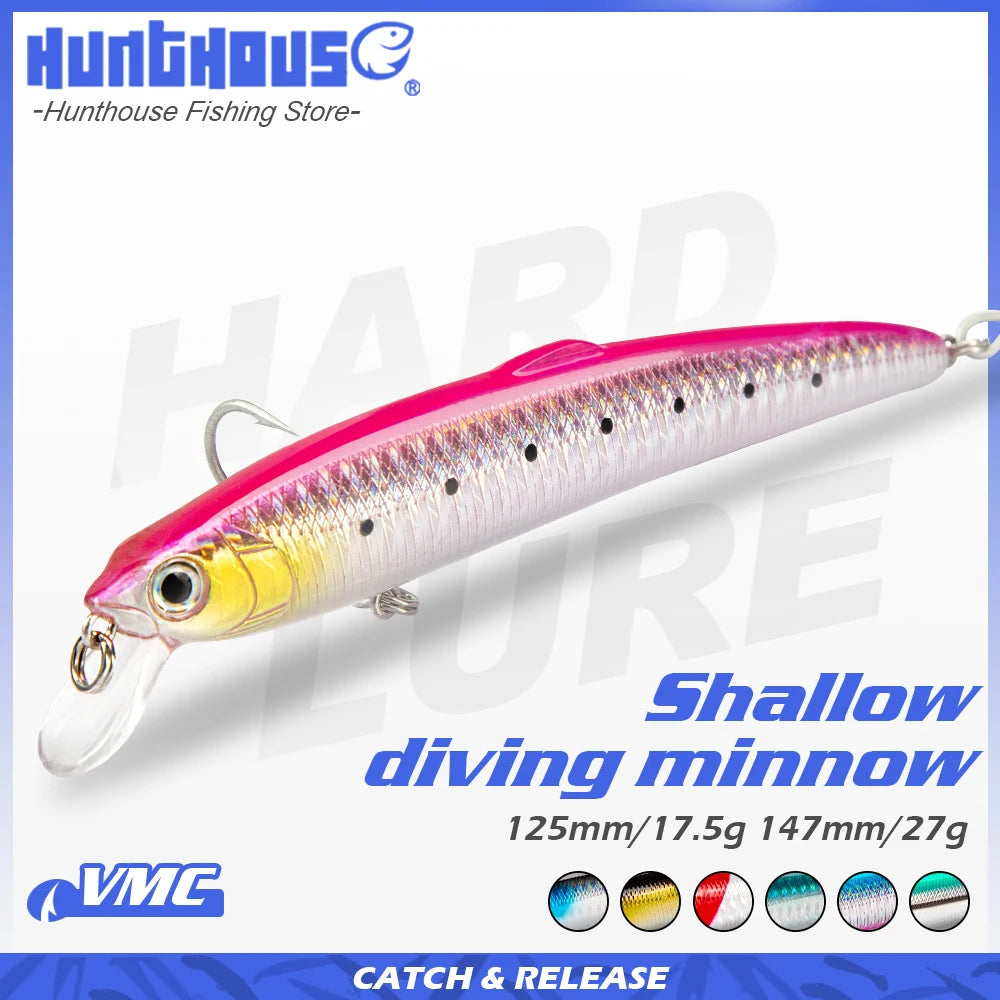 Hunthouse Saruna Minnow 90&125&147mm Floating Lure Wobbler Bait Jerkabit Lure For Fishing Seabass Minnow Bait