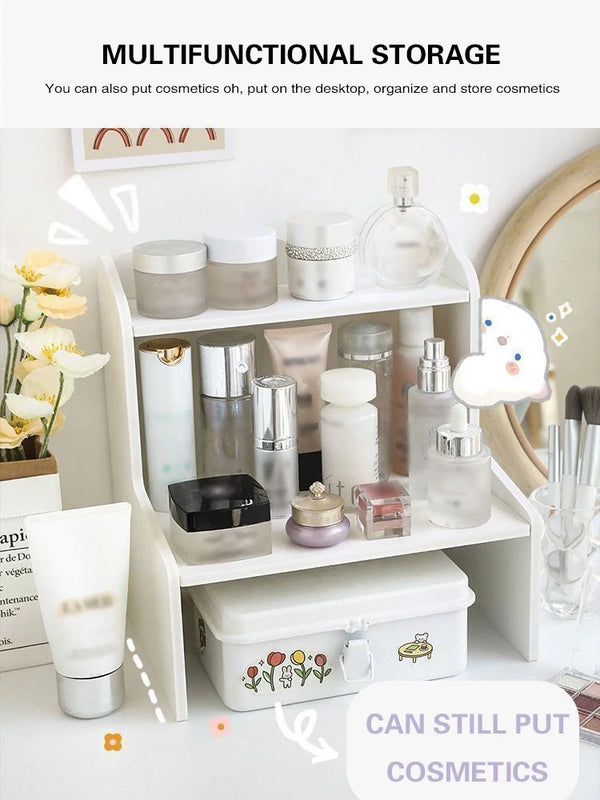 INS Desktop Storage Box 2 Layers Home Bedroom Dresser Skin Care Products Lipstick Shelf Study Stationery Books Sundry Organizer