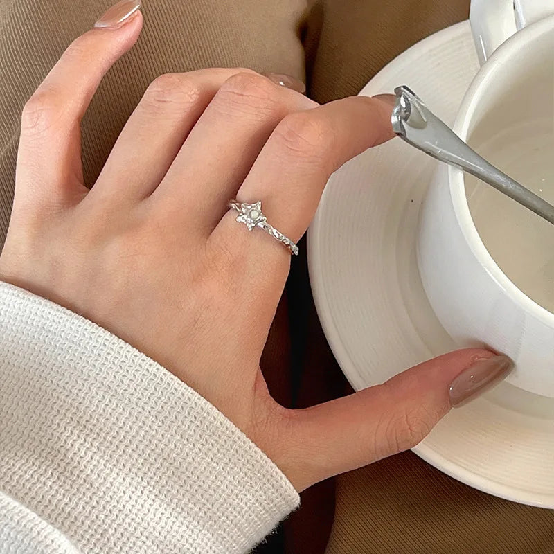 925 Sterling Silve Love Heart Hollowed Out Ring For Women Girl Extremely Fine Korea Ins Jewelry Gift Dropshipping