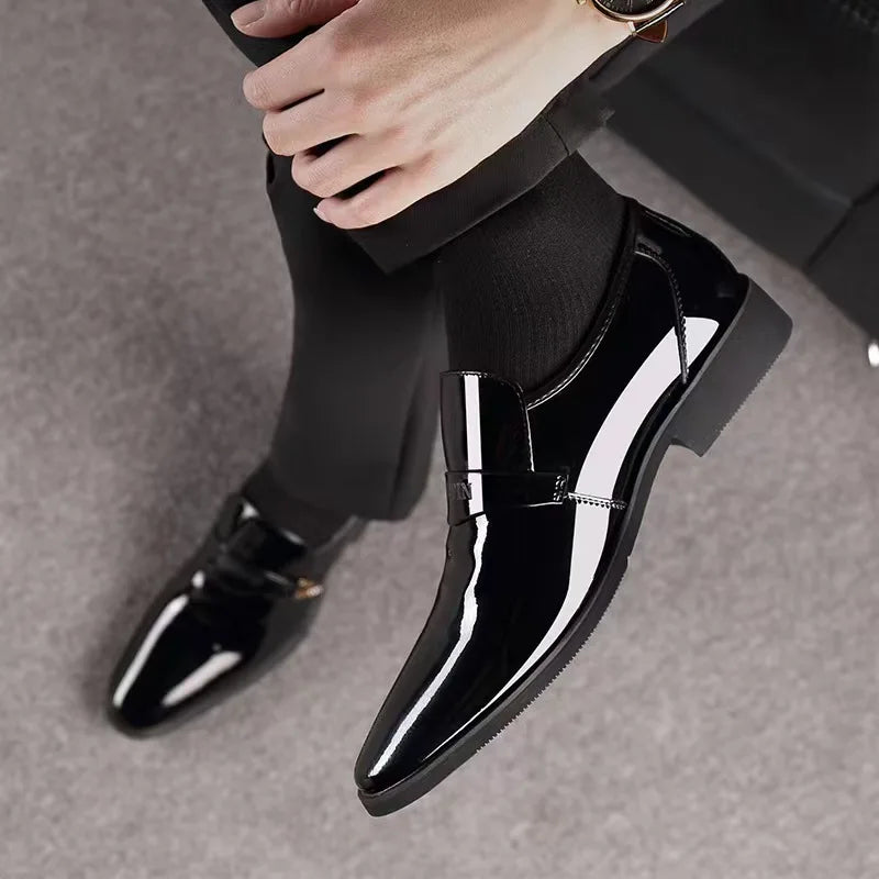 2026 New Men's Formal Dress Shoes, Formal Business High Gloss Slip on Loafers, Comfortable and Casual Men's Driving Boat Shoes