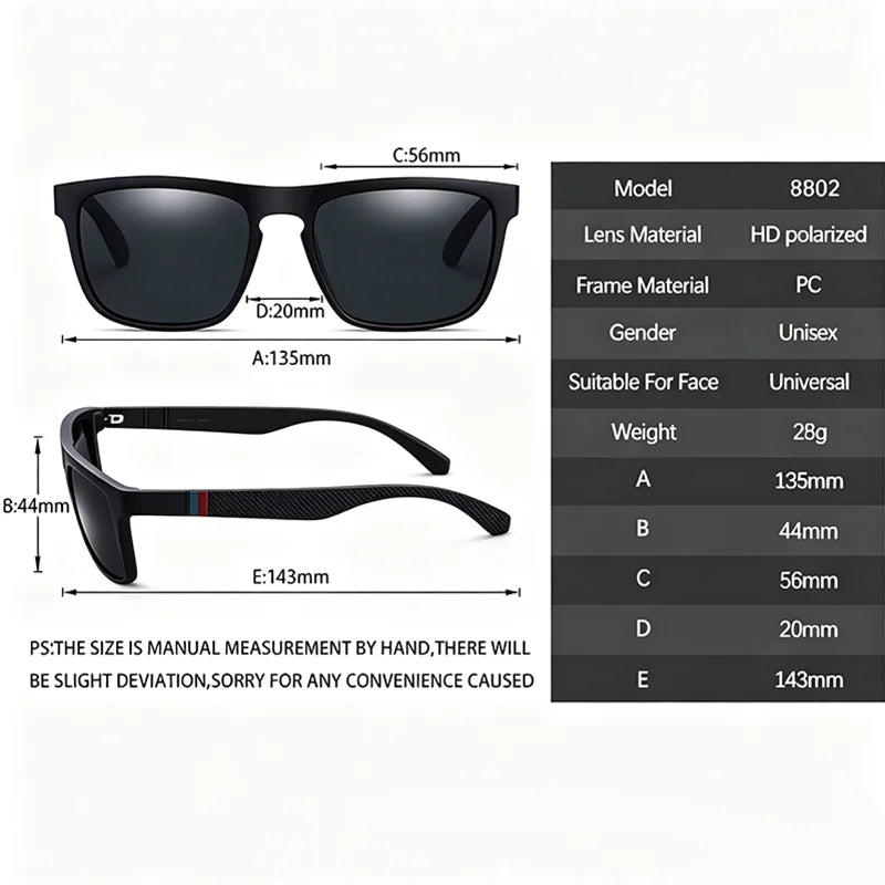 Fashion Square Polarized Sunglasses AntiGlare UV400 | SAMAG
