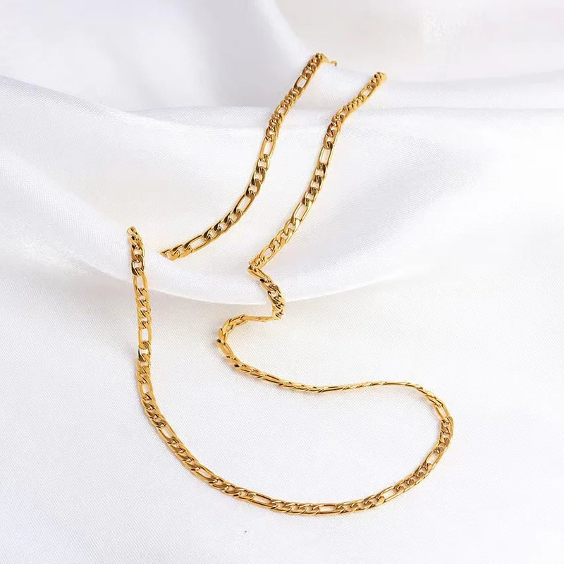 20-60CM Hot sale 18K gold Filled 4MM Necklaces sideways chain for Men woman Boy lady fine Jewelrys Wedding party