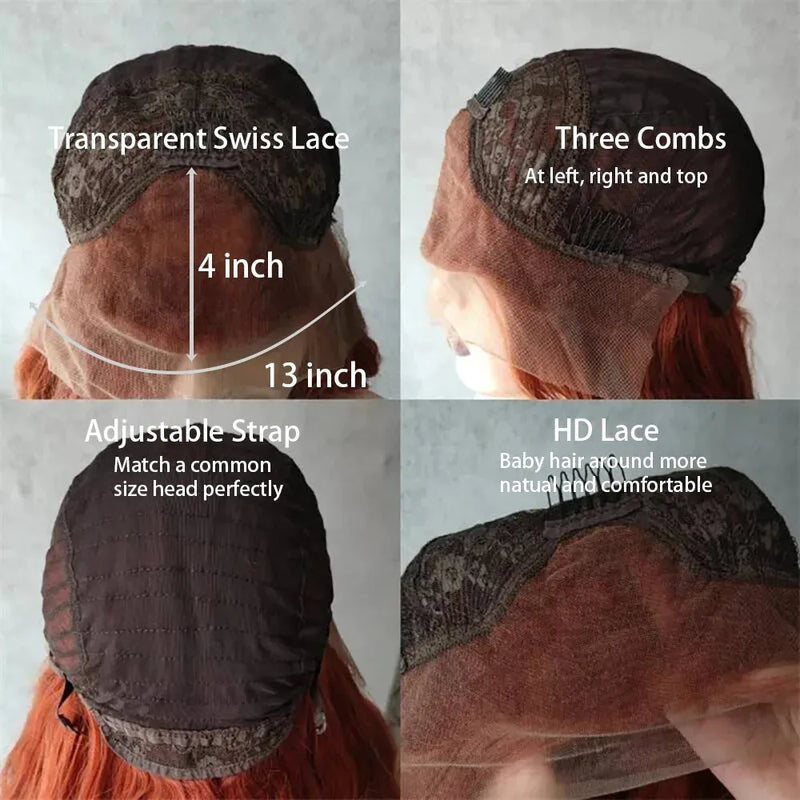 Chocolate Brown Wig Body Wave Lace Front Wig With Bangs 13x4 HD Synthetic Lace Frontal Wig for Women Glueless On Clearance Sale