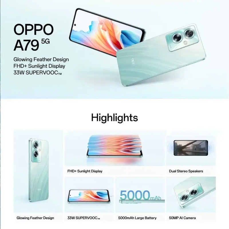 2026 Latest Model OPPO A79 5G Global Version Unlocked Phone 8GB+256GB 6.72 Inch 90Hz Screen 50MP AI Camera 5000mAh Long Lasting