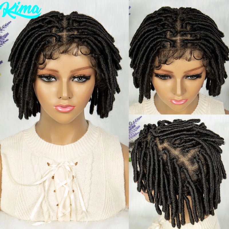 Short Dreadlock Braided Wigs Synthetic Full Lace Braided Lace Wigs with Baby Hair Lace Frontal Locs Braids Wigs for Black Women