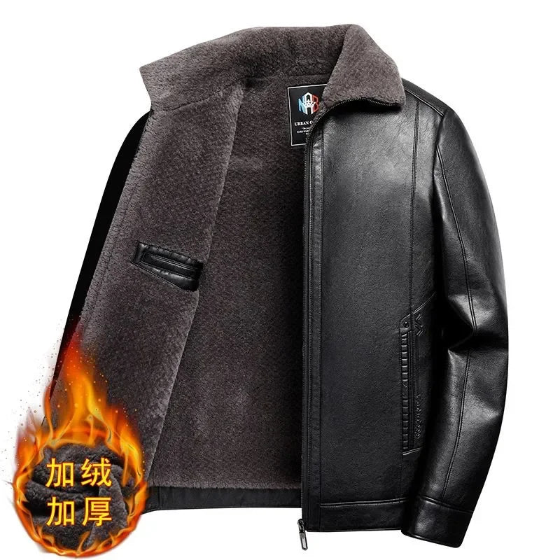 Leather Coat Men Clothing Fur Jacket Bomber Fashion Casual Windbreaker Spring and Autumn Hot Outwear Stand Military Embroidery