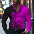 Men'S Stylish Red Floral Print Dress Shirt - Casual Long | SAMAG