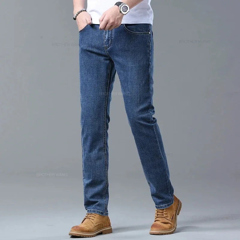 Spring Autumn Men's Slim Jeans Stylish Casual Stretch | SAMAG