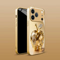Luxury Jewel For Apple Pattern Gold Metallic Paint Glass Phone Case For iPhone 17 16 15 14 13 12 11 Pro Max Plus 17Air 16E Cover