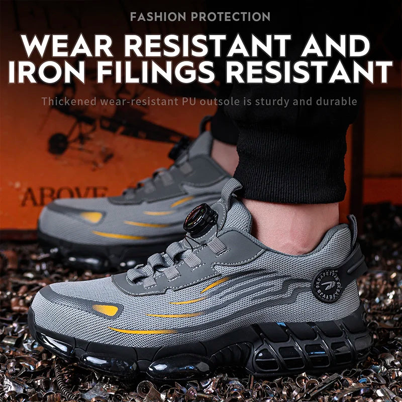 Rotating Button Work Safety Shoes Men Indestructible Steel Toe Shoes Security Work Sneakers Protective Safety Boots size 47 48
