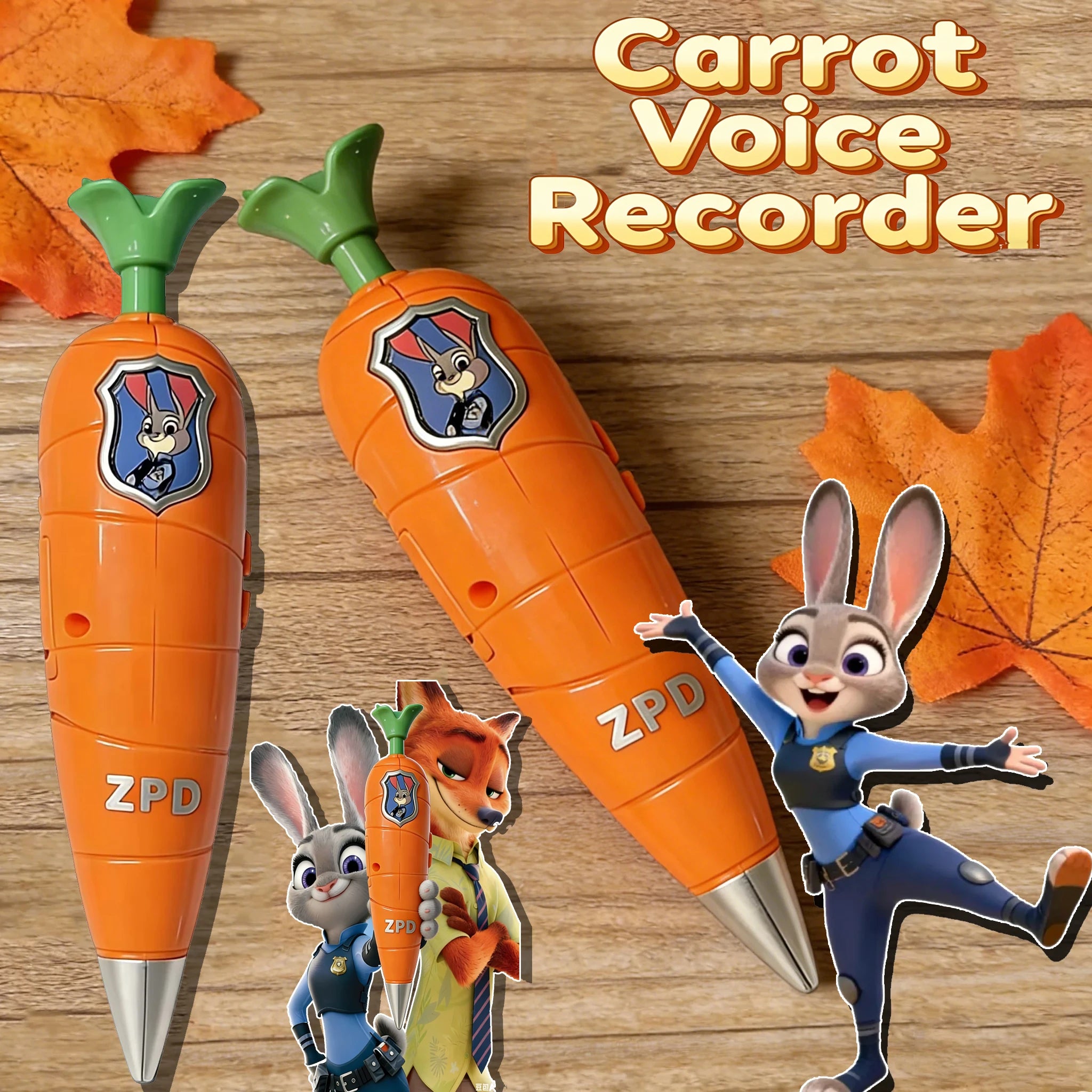 Zootopia 2 Lanyard Carrot Recording Pen | Gary Snake Venom Serum Pen | Bracket 60 Second Recording 2-in-1 Neutral Pen Stationery