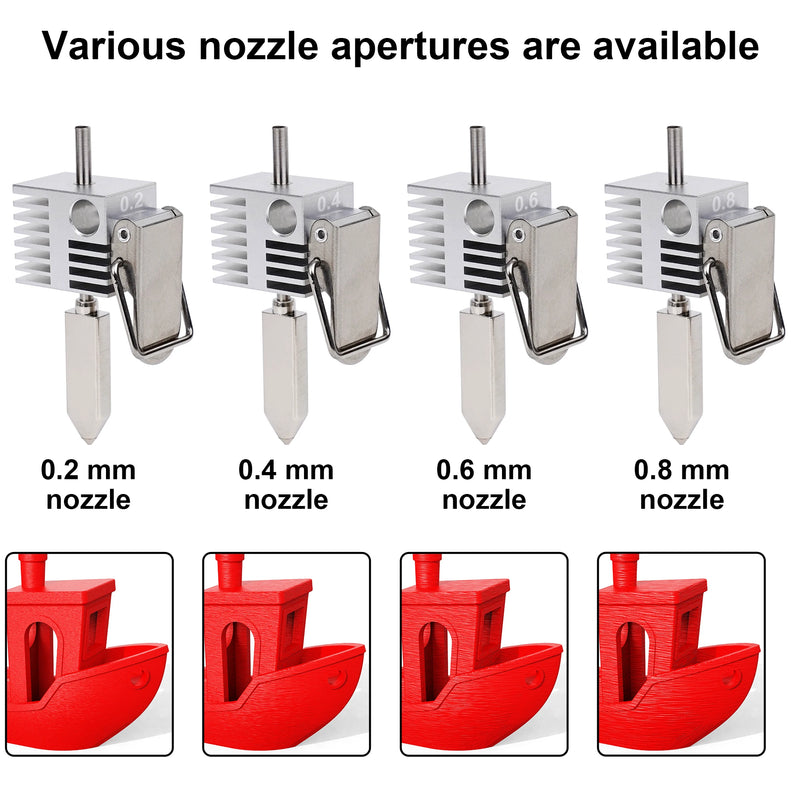 For Creality SPARKX I7 3D Printer Hotend Kit with 4 Interchangeable Nozzles (0.2/0.4/0.6/0.8mm) – Copper Alloy Hardened Steel