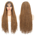 13x4 Lace Frontal Synthetic Braided Wig for Black Women Small Deep Wave Long Brown Wigs Crochet Braiding Wig with Baby Hair