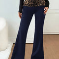 2026 Summer Women's Cross-border Sexy Leopard Print Patchwork High Waist Elastic Slim Fit Butt Lifting Slimming Flare Pants