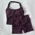 1-2pcs Gym Set Women Backless Tank Tops High Waist Scrunch Seamless Shorts High Waist Yoga Leggings Workout Sets Gym Suit