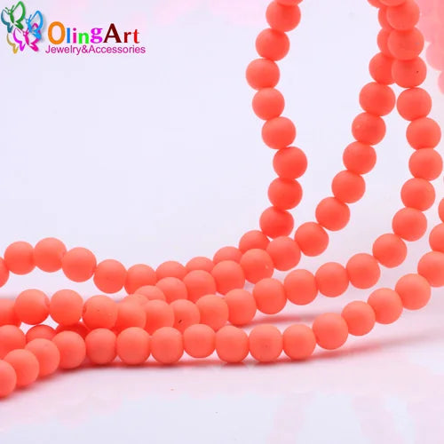OlingArt Rubber Glass Beads High 6MM Quality 100PCS/Lot Candy Color Neon Matte Loose Handmade DIY Jewelry Making Bracelet