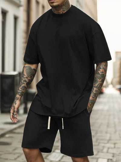 Men's Streetwear Summer Cotton T Shirt Shorts Sets Women Loose Solid Color Casual T - Suit Jogging Sleeve Pants | SAMAG