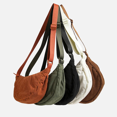 Solid Color Corduroy Women's Hobos Shoulder Bag Retro | SAMAG