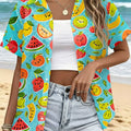 Neon Green Star Pattern Lapel Shirt for Women Leopard - View 8 | SAMAG
