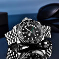 Top PAGANI DESIGN PD1662 Men GMT Automatic Mechanical Watch Black Ceramic Bezel Sapphire Glass 100M Waterproof Jubilee Stainless Steel Bracelet Sports Diver Wristwatch Reloj Hombre+gift box