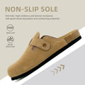 Retro Suede Leather Mule Clogs Arch Support Cork Latex Footbed Adjustable Buckle Non-Slip Indoor Outdoor Walking for Women & Men