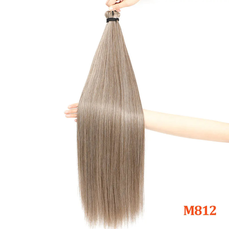Gladys 28 Inch Crochet Braids Hair 3PCS 300g Synthetic Orange 60MW Ombre Brown T1B-330-276 Straight Braiding Hair Soft Pony Hair