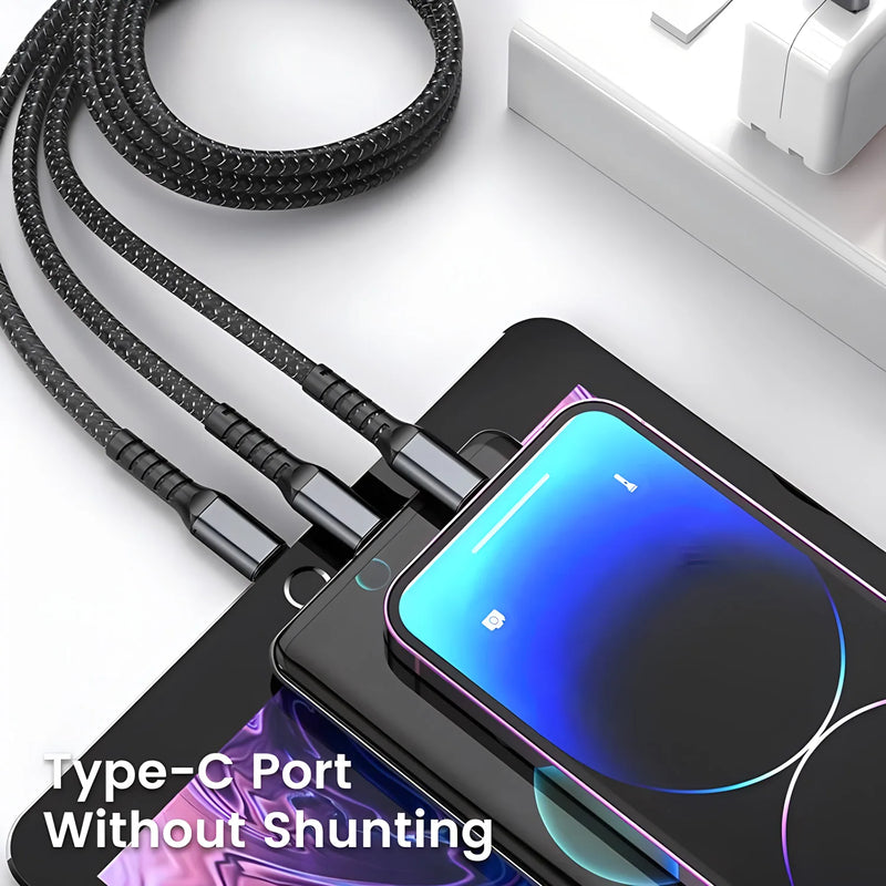 3 in 1 100W USB A Cable Fast Charging Micro USB Data Cord Phone Charger Quick Charge Cable For iPhone Samsung Xiaomi Huawei