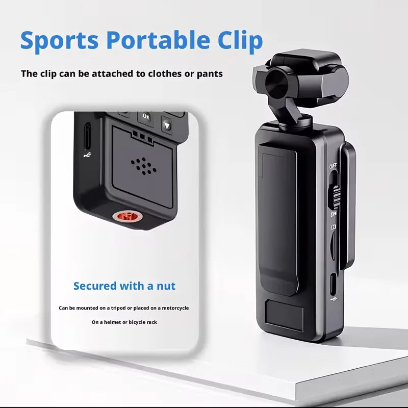 Pocket WiFi Action Camera, Image Stabilization, USB Rechargeable, Lightweight for Helmet Cycling Outdoor Travel