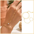 Stainless Steel Hand Chain Ring Bracelet for Women, Adjustable Gold Plated Double Layer Finger Summer - Visuel 9 | SAMAG