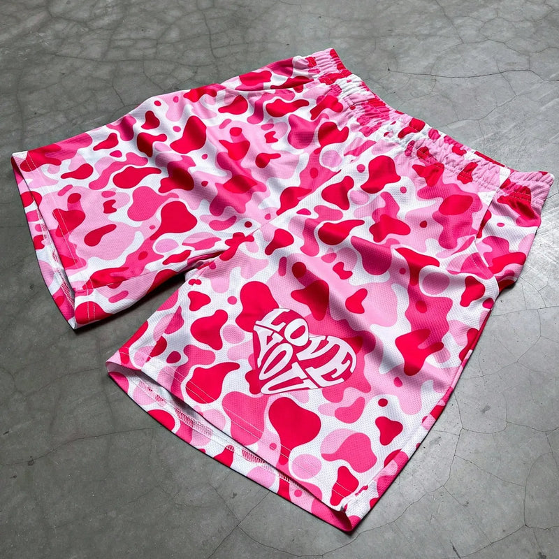 Summer New Men's Shorts with 3D Heart Pattern Print | SAMAG