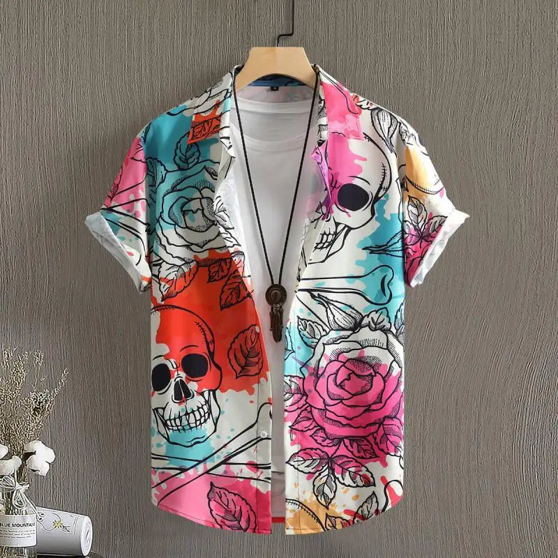 Summer Men's Social Casual Hawaiian Floral Short Sleeve | SAMAG