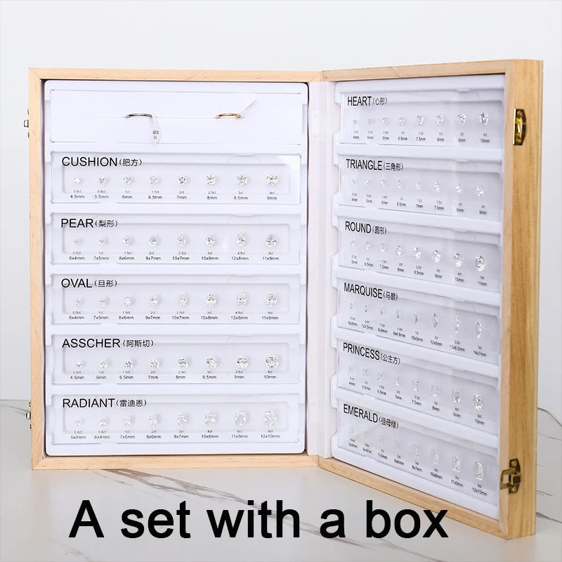 Cubic Zirconium Gemstones Diamond Tools Size Reference Color Clarity Shape Master Stone Set for Jewelry Making