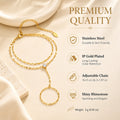 Stainless Steel Hand Chain Ring Bracelet for Women, Adjustable Gold Plated Double Layer Finger Summer - Visuel 5 | SAMAG
