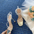 Sandals for Woman Rhinestones Summer 2025 Sexy Open Toe Footwear Thin Heels Women's Shoes Diamond Party Weddings Stiletto Sandal