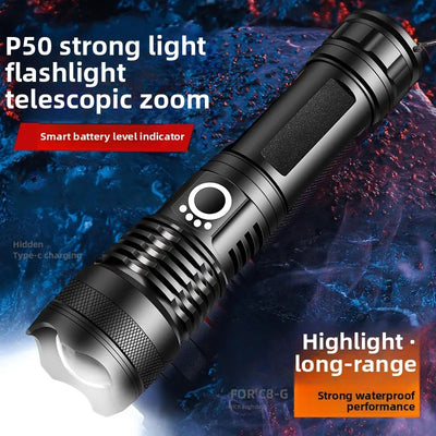 High Power XHP50 LED Flashlight Type - c Rechargeable | SAMAG