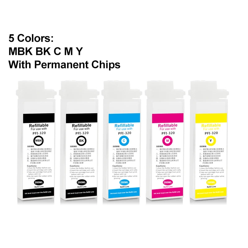 5pack PFI-320 Refillable Ink Cartridge For Canon - Visuel 8 | SAMAG