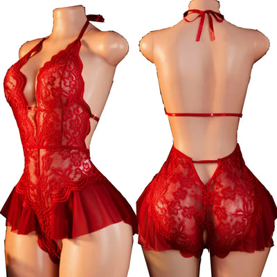 New Sexy Crotchless Blue Lingerie Women Lace Hollow | SAMAG