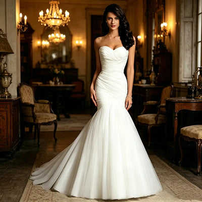Strapless Sweetheart Mermaid Wedding Dress Pleated | SAMAG