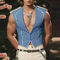 INCERUN Men Vests Patchwork Shiny V Neck Sleeveless Button Casual Male Waistcoats Streetwear 2025 Fashion Leisure Vests S-5XL