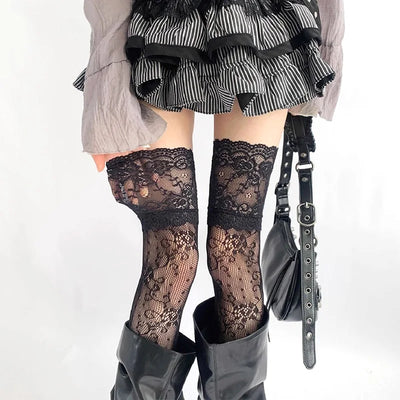 1 Pair Women Sexy Flowers mesh lace Thigh High Stockings | SAMAG