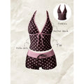 Retro Polka Dot Bikini Set Halter Neck Tie Tankini | SAMAG