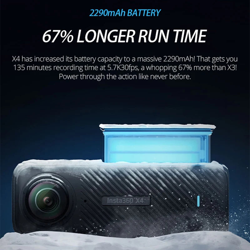 Insta360 X4 8K Panoramic Action Camera Refurbished 72MP Photos Digital Camera For Vlogging Cameras FlowState Stabilization 10M Waterproof Go Pro Vlogging 360° Camera Fast Shipping From US
