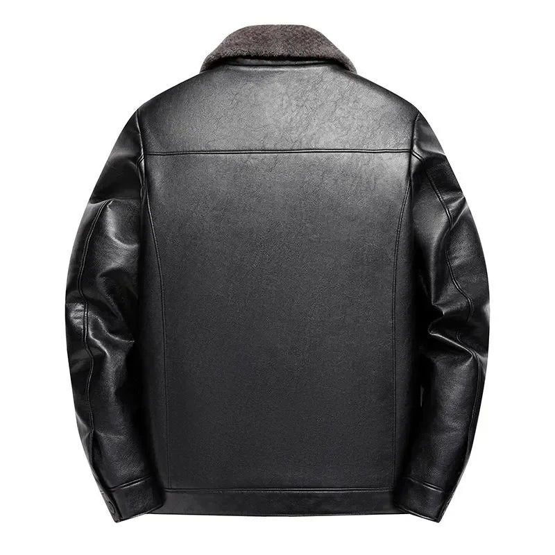 Leather Coat Men Clothing Fur Jacket Bomber Fashion Casual Windbreaker Spring and Autumn Hot Outwear Stand Military Embroidery